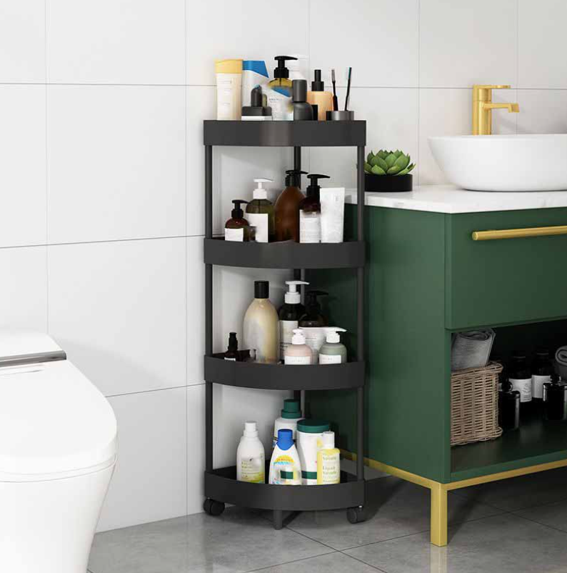 Кутовий стелаж-поличка для ванної кімнати ∙ Підлоговий органайзер на коліщатках - мініатюра 2