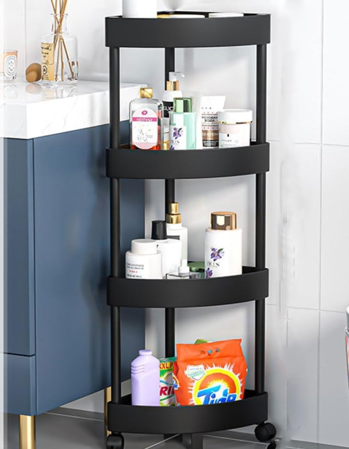 Кутовий стелаж-поличка для ванної кімнати ∙ Підлоговий органайзер на коліщатках - мініатюра 3