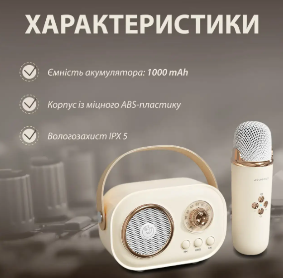 Акустична система «RETRO» з мікрофоном ∙ Бездротова портативна Bluetooth колонка на акумуляторі ∙ Міні-караоке - мініатюра 2