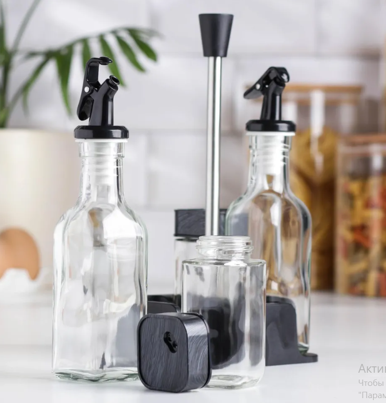 Набір кухонних ємностей для спецій, олії та оцту ∙ Кухонний органайзер на підставці Spice Jar - мініатюра 3