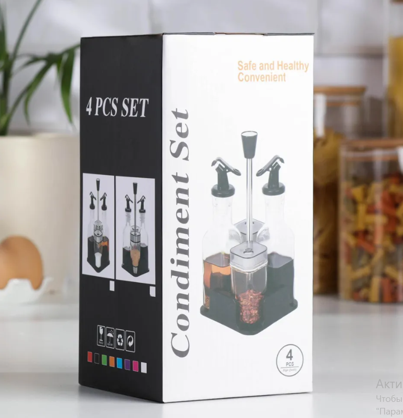 Набір кухонних ємностей для спецій, олії та оцту ∙ Кухонний органайзер на підставці Spice Jar - мініатюра 4