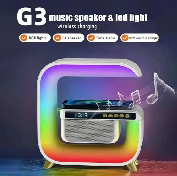 Настільна смарт лампа з бездротовою зарядкою RGB G3 ∙ Акумуляторний нічник з Bluetooth колонкою - мініатюра 3