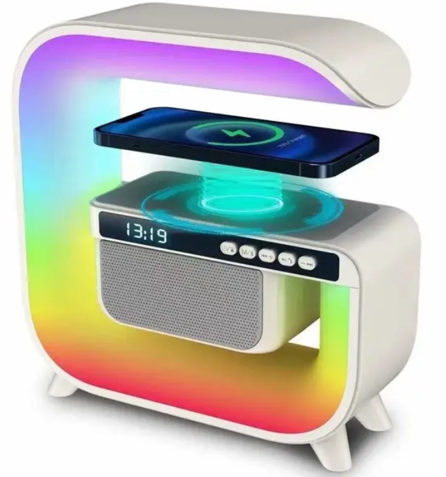 Настільна смарт лампа з бездротовою зарядкою RGB G3 ∙ Акумуляторний нічник з Bluetooth колонкою - мініатюра 4