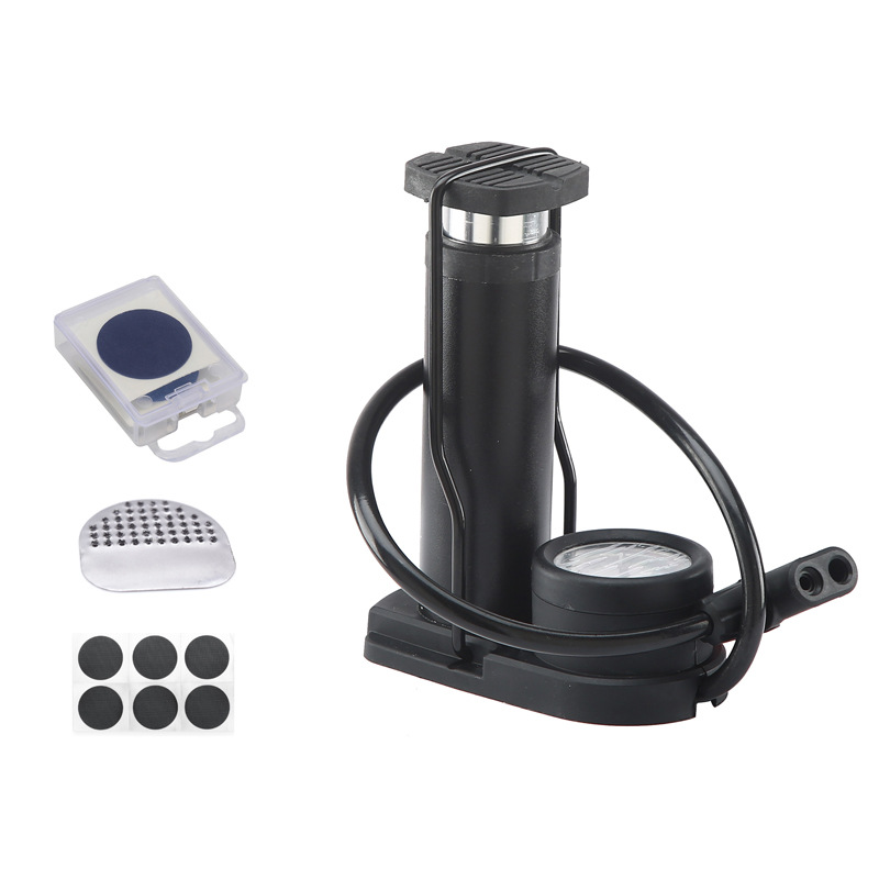 Портативний ножний насос високого тиску з манометром для велосипедів, матраців - мініатюра 2