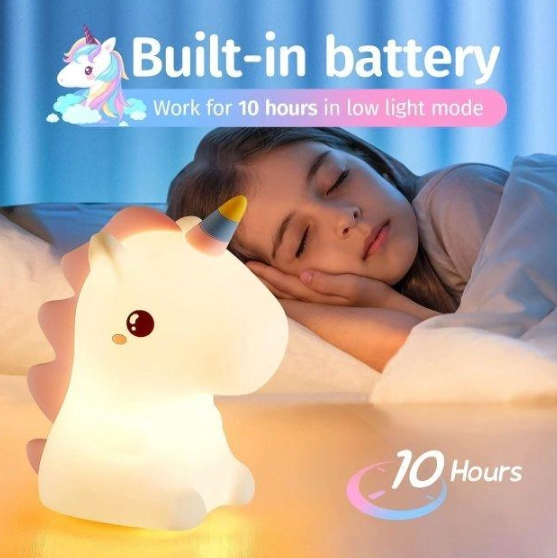 Силіконовий нічник - світильник Єдиноріг з сенсорним керуванням LED USB Cute Unicorn - мініатюра 5