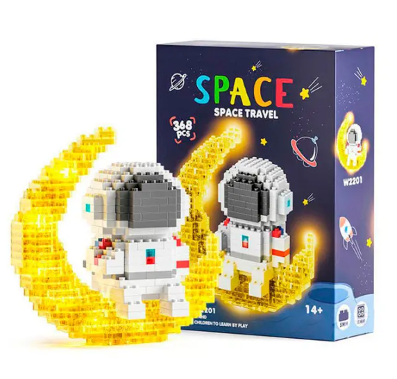 Міні конструктор Space Travel Астронавт на Місяці з LED підсвічуванням та вбудованим акумулятором, 368 деталей