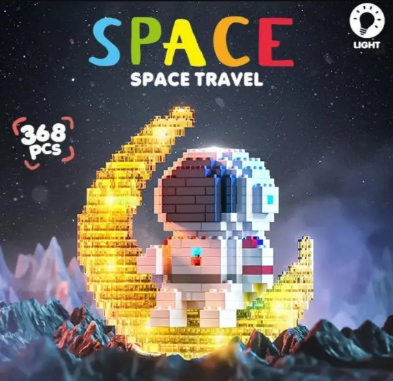 Міні конструктор Space Travel Астронавт на Місяці з LED підсвічуванням та вбудованим акумулятором, 368 деталей - мініатюра 4