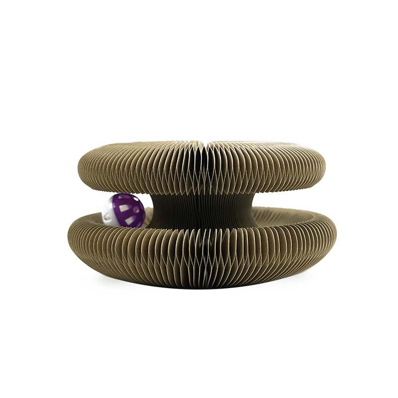 Розкладна іграшка - кігтеточка 2 в 1 для кішок з гофри з м'ячиком Magic Organ Cat - мініатюра 5