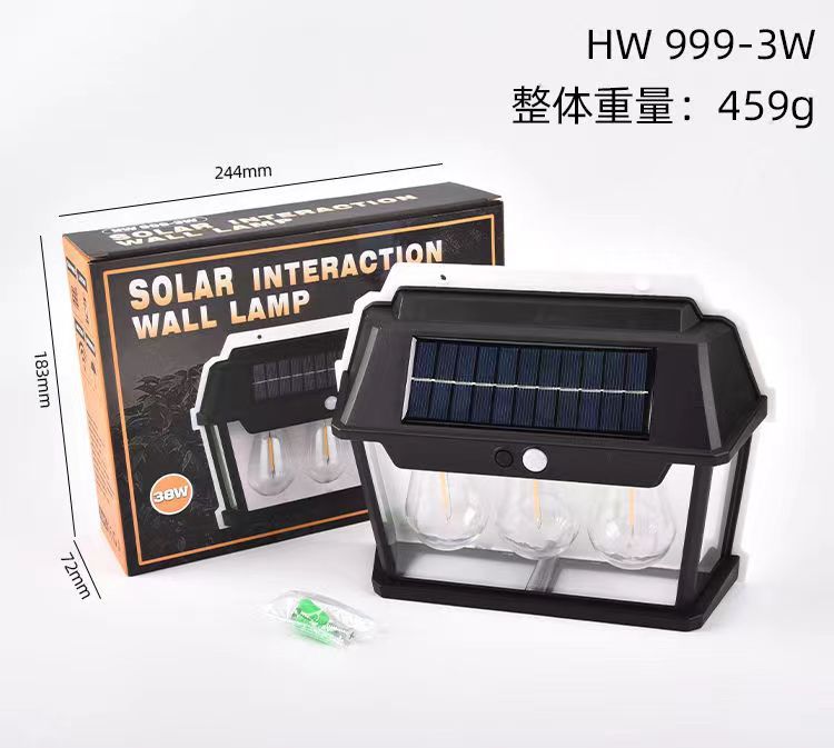 Вуличний ліхтар на сонячній батареї з датчиком руху HW 999-3W Solar Interaction Wall Lamp - мініатюра 6