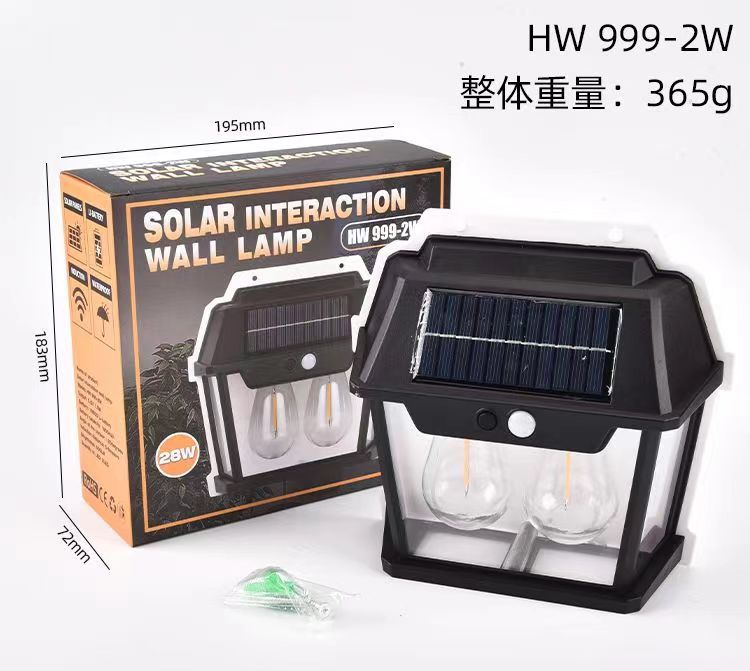 Вуличний ліхтар на сонячній батареї з датчиком руху HW 999-2W Solar Interaction Wall Lamp - мініатюра 5