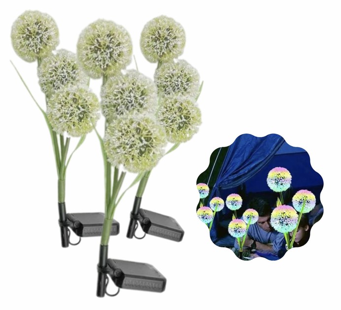 Садовий LED світильник Кульбаби на сонячній батареї з датчиком світла · Вулична лампа з ліхтариками у формі квітки для дому, саду, клумби