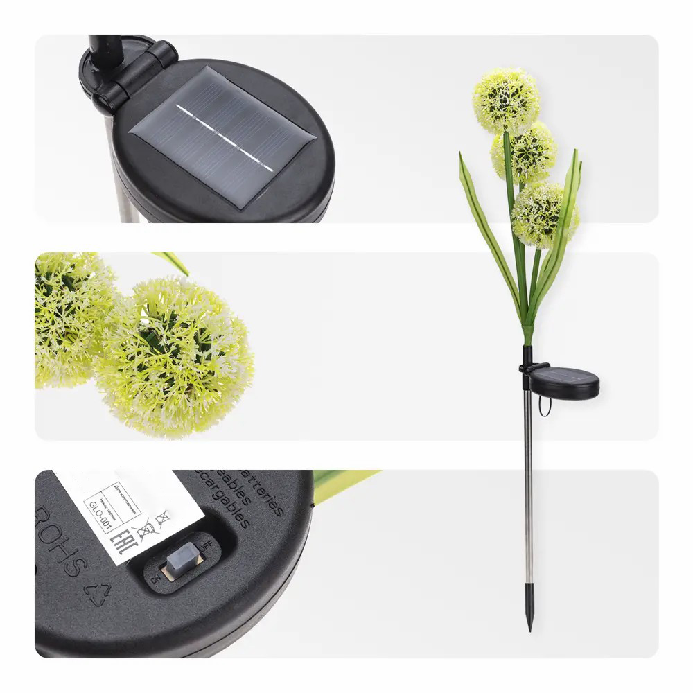 Садовий LED світильник Кульбаби на сонячній батареї з датчиком світла - мініатюра 6