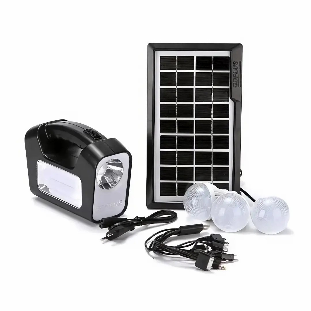 Портативна сонячна станція GDLITE GD3 · Ліхтар ручний на сонячній батареї з 3 лампочками · Зарядна станція