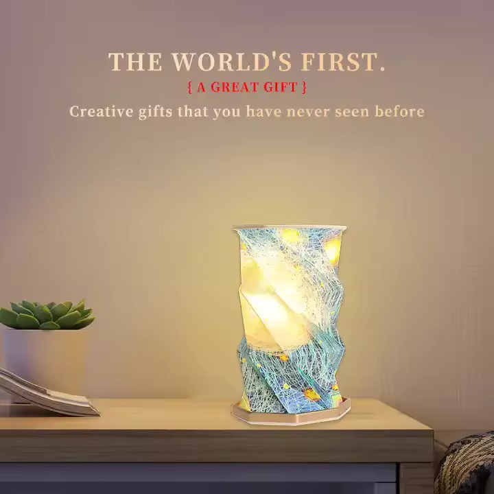 Настільний обертовий світильник - нічник Rotating lamp USB з вбудованим акумулятором і сенсорним керуванням - мініатюра 7