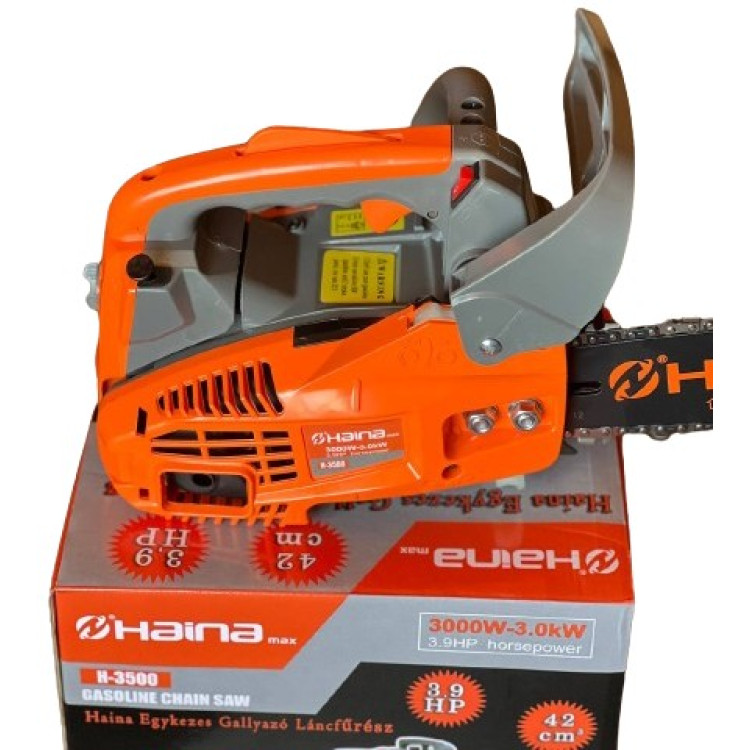 Бензинова ланцюгова пилка HAINA H-3500 · Бензопила 3.9 к.с. · Електропила 12 дюймів