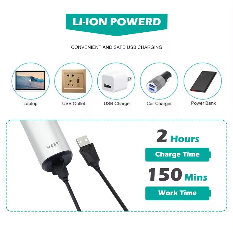 Електробритва VGR V-328 роторна з плаваючими головками - мініатюра 4