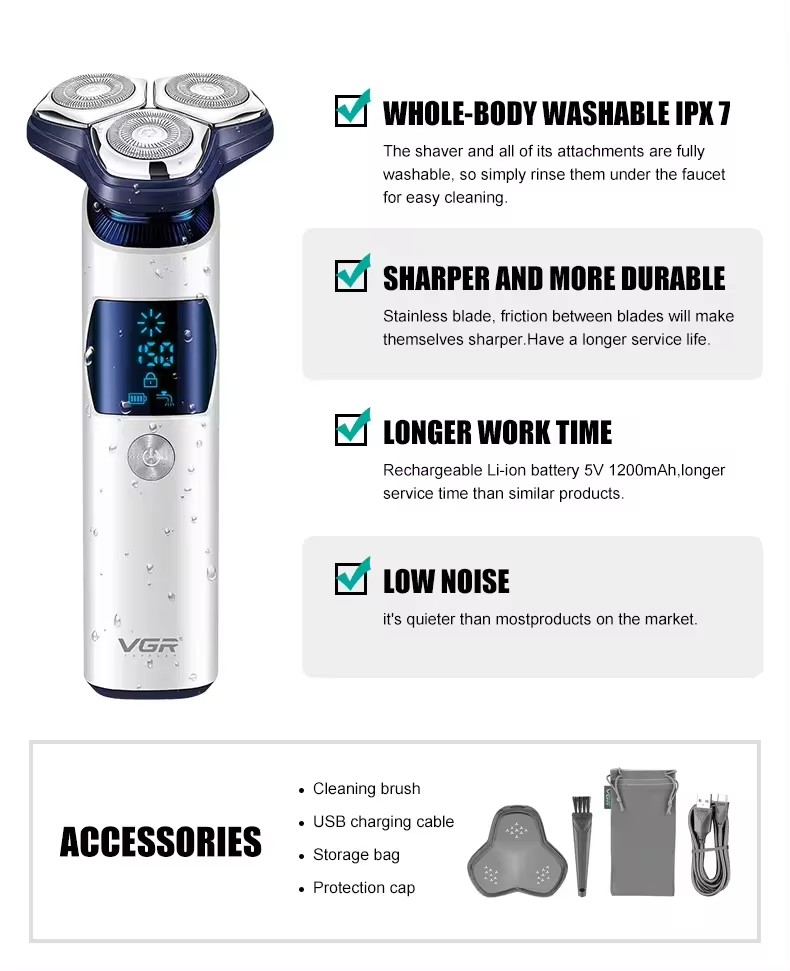 Електробритва VGR V-328 роторна з плаваючими головками - мініатюра 5