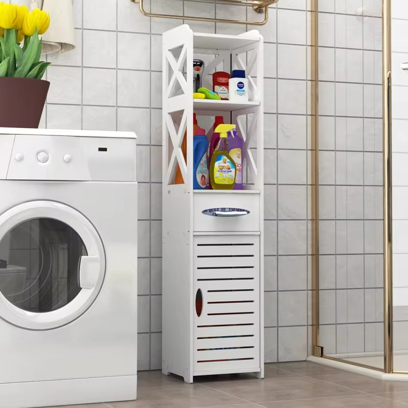 Стелаж – органайзер у ванну кімнату PK-03 · Шафка з поличками для туалетного приладдя та відсіком для серветок та паперу