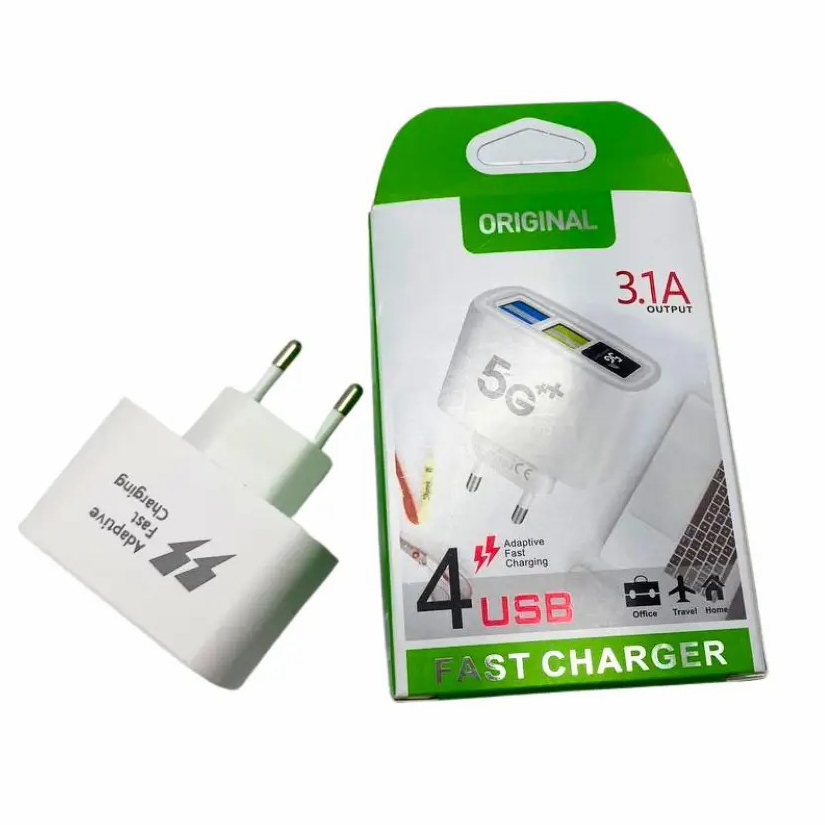 Блок живлення на 4 USB порти FAST CHARGER 3.1А 5G - мініатюра 5