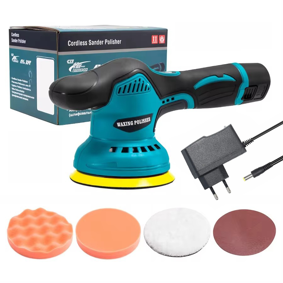 Бездротова полірувальна машинка YK49 · Ручна акумуляторна машинка з насадками для шліфування та полірування