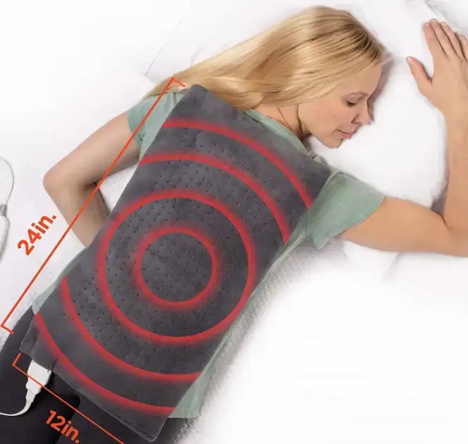 Зігрівальна електрична масажна підстилка – грілка MASSAGING WEIGHTED HEATING PAD від болю в спині - мініатюра 5