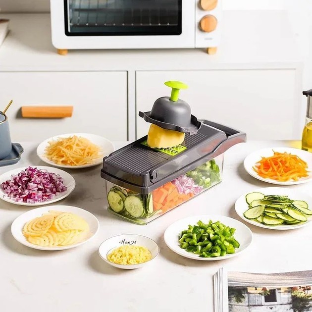 Універсальна овочерізка - мультислайсер Nicer Dicer 25 в 1 · Терка - подрібнювач з контейнером, 25 предметів