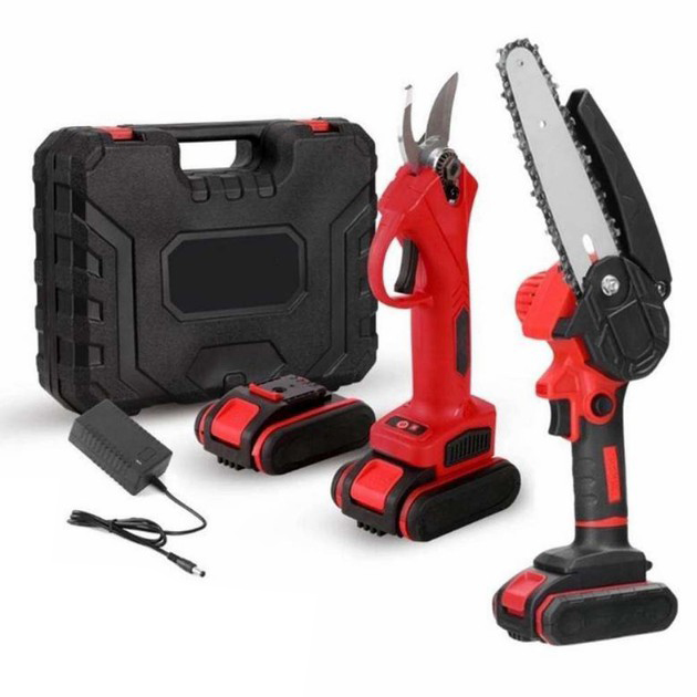 Набір електроінструменту Міні пила + Секатор для обрізки дерев та чагарників · Набір акумуляторний 2 в 1