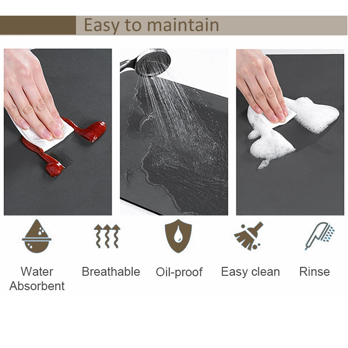 Вологовбираючий килимок для сушіння посуду, 50х40 см - мініатюра 4