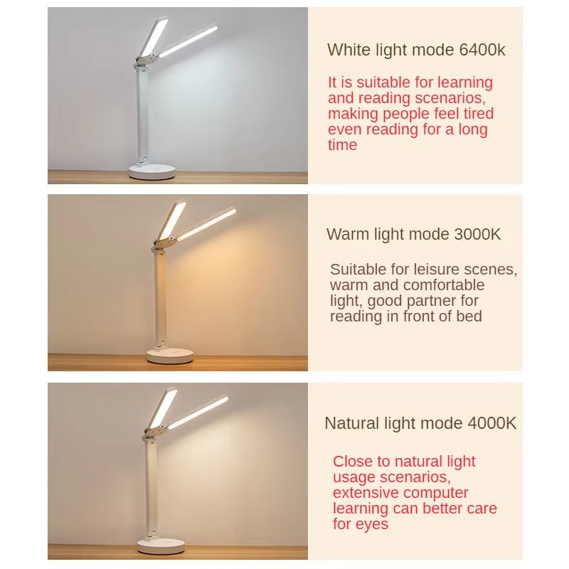 Настільна світлодіодна лампа Twice LED Lamp з подвійним поворотним світильником - плафоном на акумуляторі з USB зарядкою та підставкою для телефону - мініатюра 7