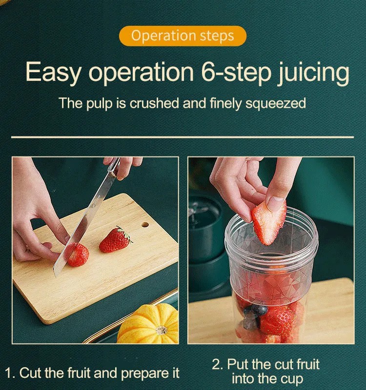 Ручний міні блендер – шейкер JUICER K9 для свіжих соків та смузі Портативний електричний бездротовий соковитискач у склянці - мініатюра 4