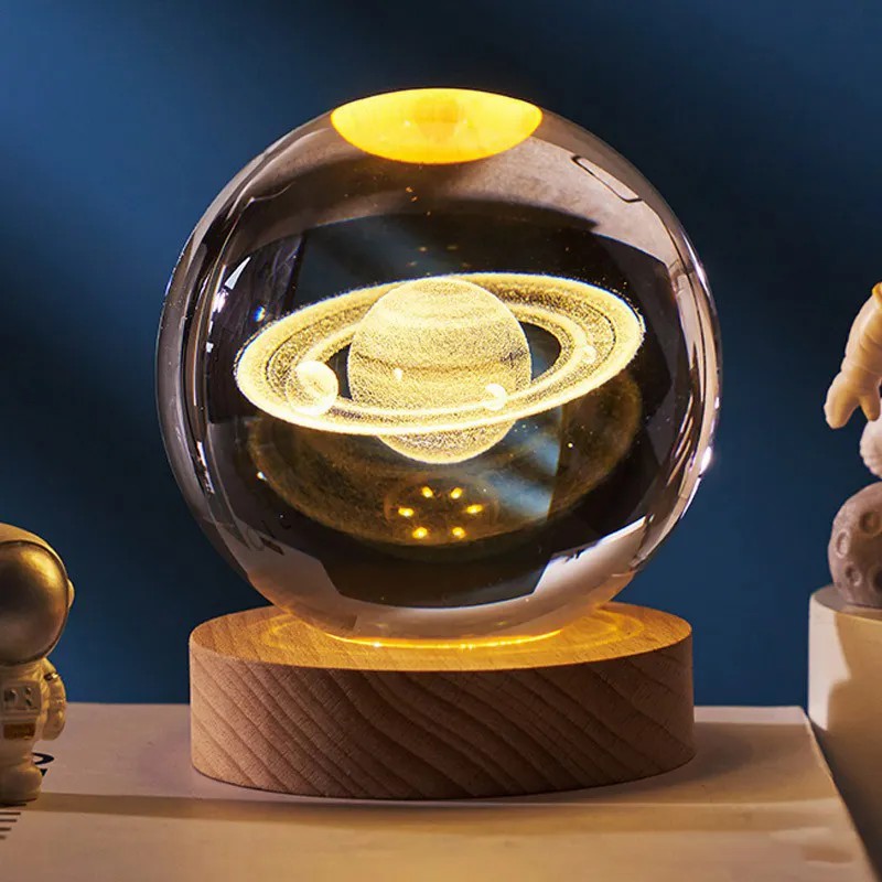 Декоративний 3D нічник Кришталева Куля 8 см - мініатюра 2