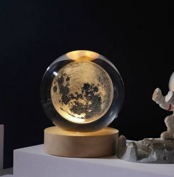 Декоративний 3D нічник Кришталева Куля 8 см - мініатюра 5