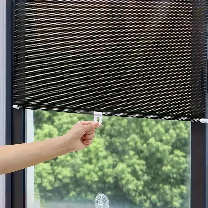 Висувна штора на липучках, 125х40 см · Ролети для кухні, балкона, автомобіля · Жалюзі на вікно від сонячних променів з установкою без свердління