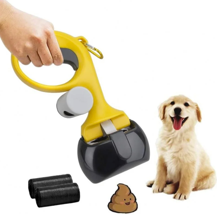 Автоматичний совок для прибирання за собакою Pooper Scooper Big 27 x 13 x 9 см · Щипці для прибирання з карабіном та мішками в комплекті