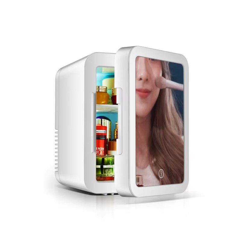 Автомобільний міні холодильник з дзеркалом, 4 л · Переносний портативний холодильник 2 в 1 з охолодженням та підігрівом від прикурювача авто та 220 В