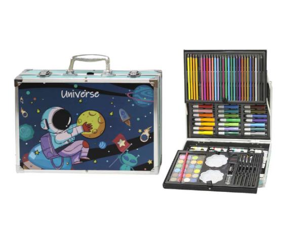 Набір для творчості "Астронавт" 145 предметів у металевому кейсі · Дитячий художній набір для малювання для хлопчиків