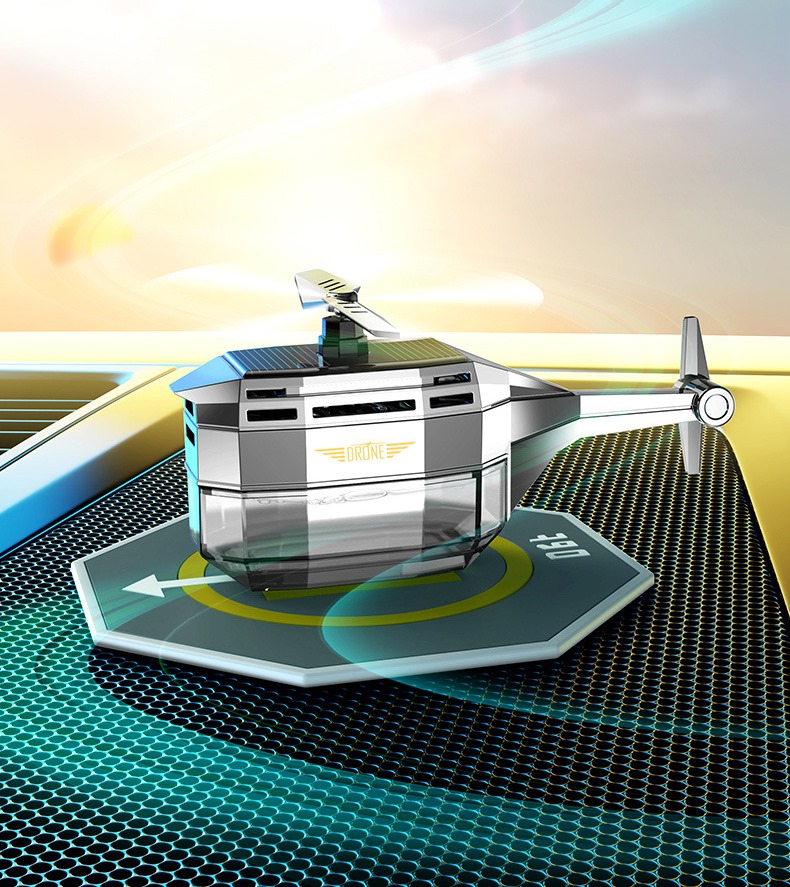 Автомобільний ароматизатор Вертоліт на сонячній батареї Drone Car Fragrance із обертанням 360° - мініатюра 3