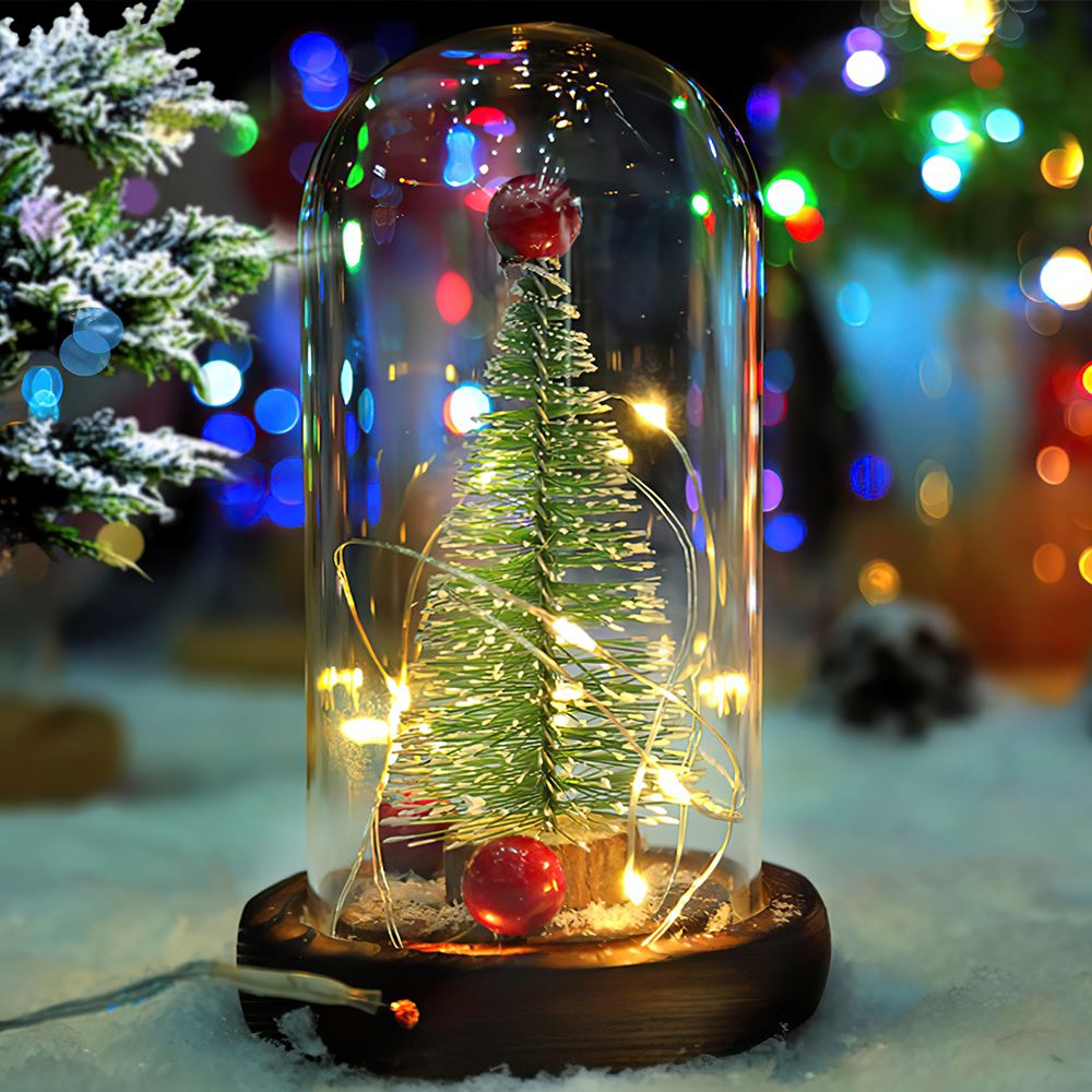 Декоративна новорічна ялинка в колбі з підсвічуванням зі світлодіодною гірляндою ∙ Різдвяний нічник