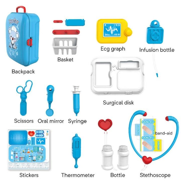 Ігровий набір Happy Doctor Маленький лікар ∙ Дитяча валізка Лікаря, 17 аксесуарів у рюкзаку - мініатюра 4