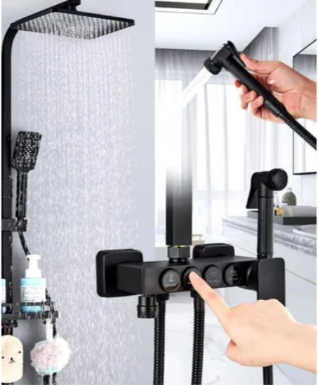 Душ у ванну з нержавіючої сталі з тропічним душем з різними режимами роботи ∙ Тропічний душ з багатофункціональним змішувачем і біде (3561) - мініатюра 4