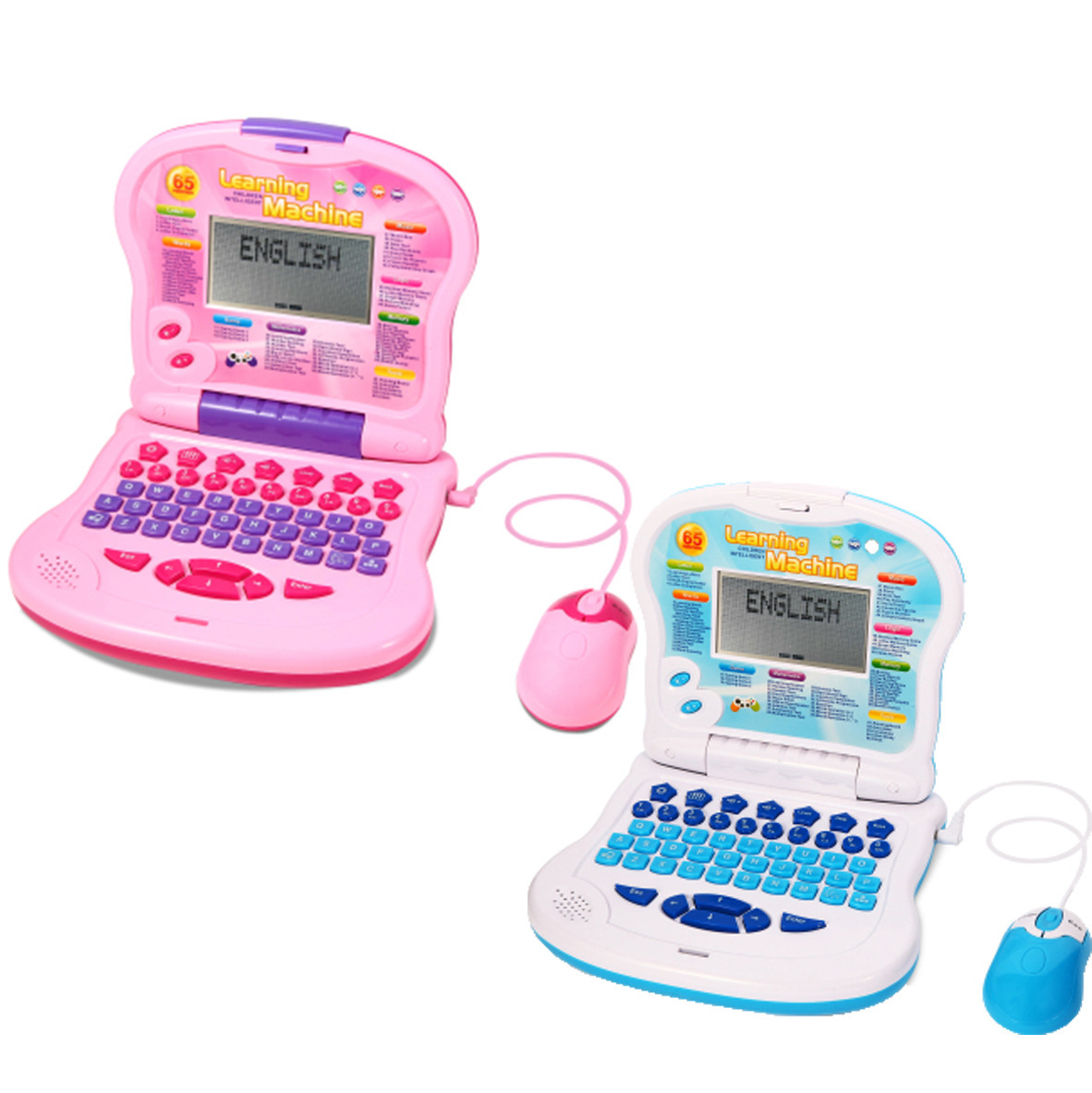 Інтерактивний дитячий ноутбук Learning Machine з мишкою, 65 вбудованих навчальних ігор ∙ Комп'ютер для дитини · Рожевий / блакитний