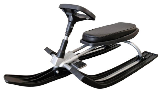 Дитячі санки - снігокат Snow Racer з кермом, переднім амортизатором та ножним гальмом - мініатюра 2