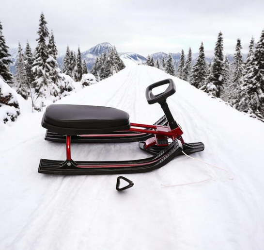 Дитячі санки - снігокат Snow Racer з кермом, переднім амортизатором та ножним гальмом - мініатюра 3