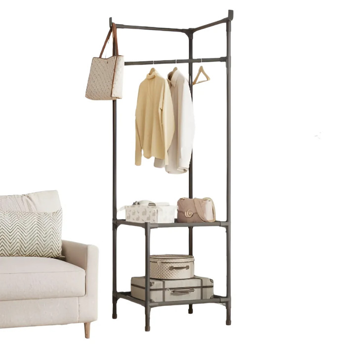 Кутова підлогова вішалка-стелаж Corner rack ∙ Стійка з поперечиною для вішалок до передпокою - мініатюра 4