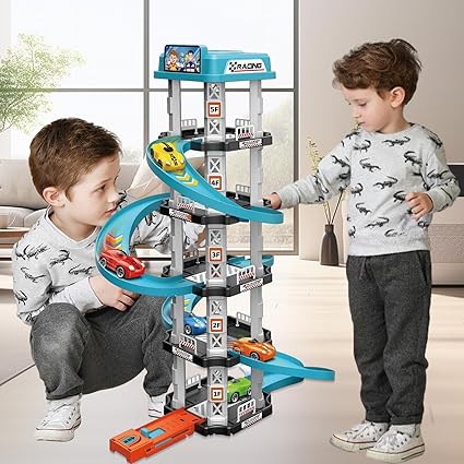 Дитяча багаторівнева трек - парковка для машинок МН2003 · Іграшкова дорога - автотрек гараж · Швидкісна траса, 62 деталі