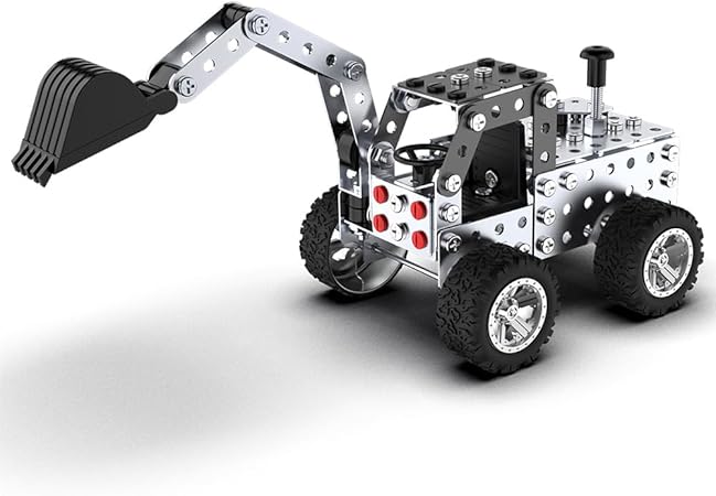 Металевий конструктор Екскаватор ∙ Дитячий гвинтовий інженерний конструктор з металевими деталями, 204 елементи