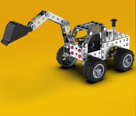 Металевий конструктор Екскаватор ∙ Дитячий гвинтовий інженерний конструктор з металевими деталями, 204 елементи - мініатюра 2