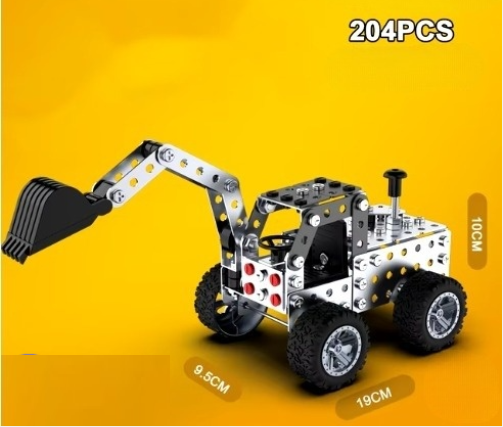 Металевий конструктор Екскаватор ∙ Дитячий гвинтовий інженерний конструктор з металевими деталями, 204 елементи - мініатюра 3