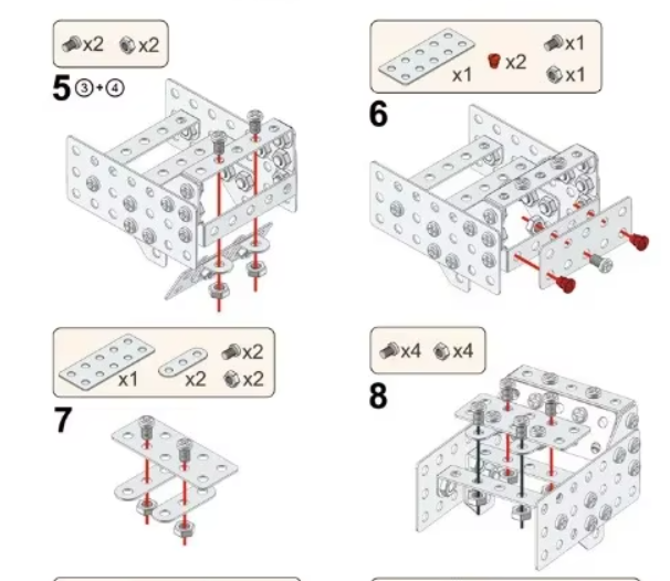 Металевий конструктор Екскаватор ∙ Дитячий гвинтовий інженерний конструктор з металевими деталями, 204 елементи - мініатюра 6