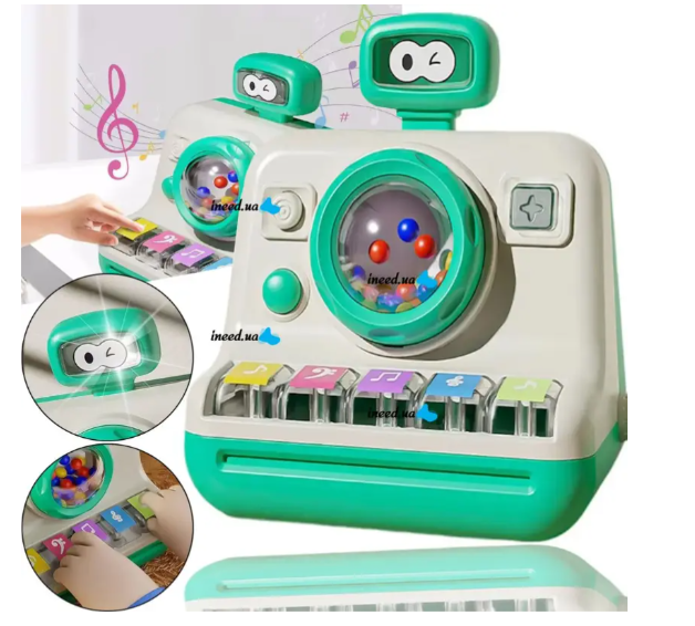 Іграшкове піаніно з музикою та світлом ∙ Міні-піаніно зі звуковими ефектами для дітей за методикою Монтессорі ∙ Дитячий електронний синтезатор на батарейках, для малюків від 18 місяців - мініатюра 4